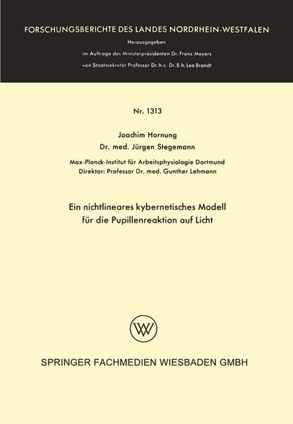 Produktbild: Ein nichtlineares kybernetisches Modell f&uuml;r die Pupillenreaktion auf Licht