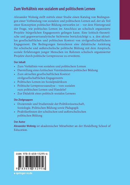 Produktbild: Zum Verh&auml;ltnis von sozialem und politischem Lernen