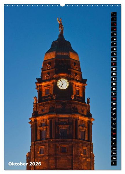 Produktbild: Dresden bei Nacht (Wandkalender 2026 DIN A2 hoch), CALVENDO Monatskalender