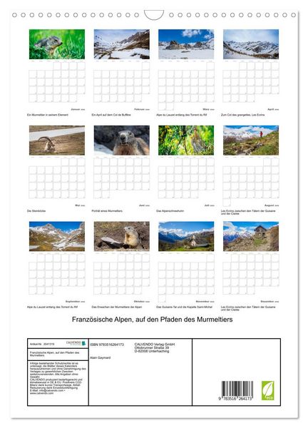Produktbild: Franz&ouml;sische Alpen, auf den Pfaden des Murmeltiers (Wandkalender 2026 DIN A3 hoch), CALVENDO Monatskalender