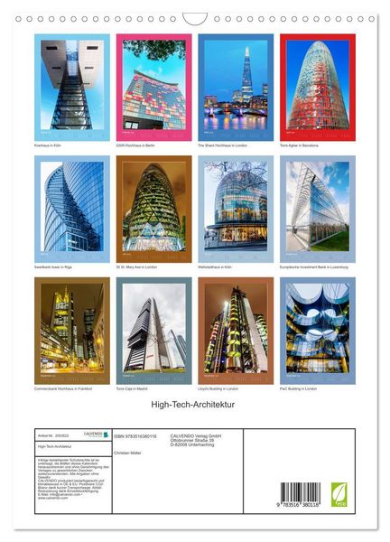 Produktbild: High-Tech-Architektur (Wandkalender 2026 DIN A3 hoch), CALVENDO Monatskalender