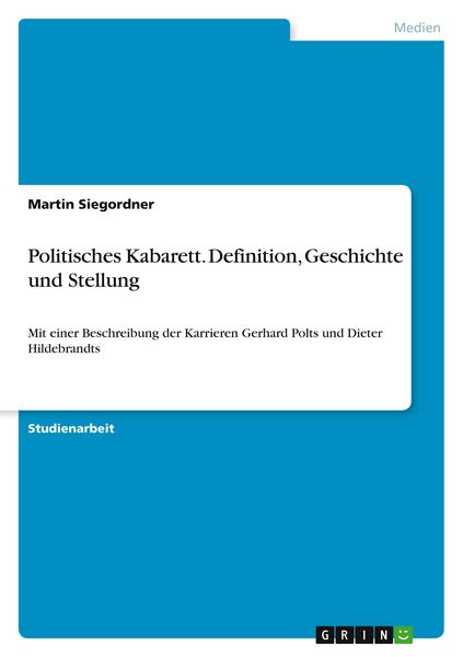 Produktbild: Politisches Kabarett. Definition, Geschichte und Stellung