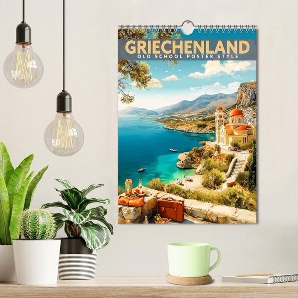 Produktbild: Griechenland - Old School Poster Style (Wandkalender 2027 DIN A4 hoch), CALVENDO Monatskalender