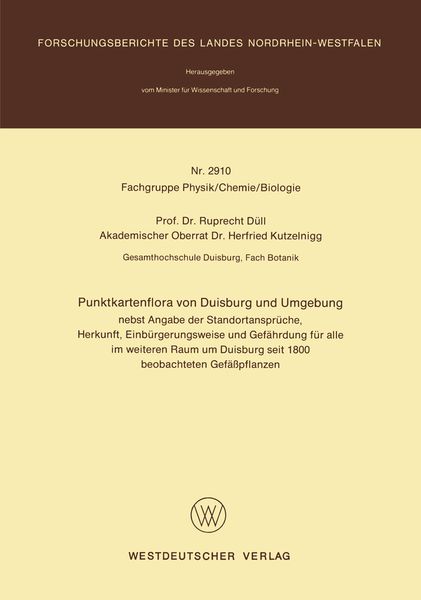 Produktbild: Punktkartenflora von Duisburg und Umgebung
