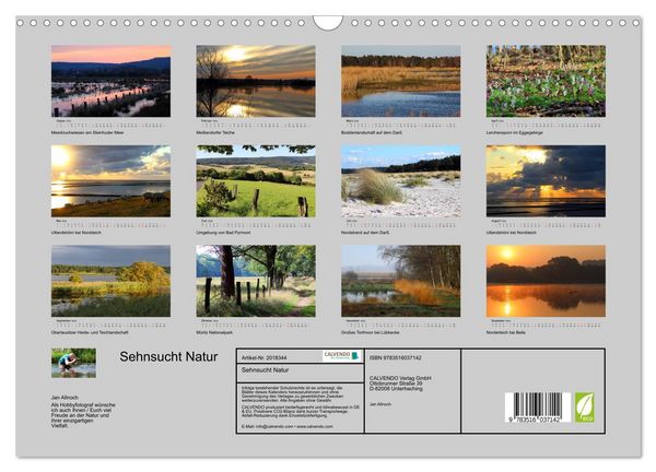 Produktbild: Sehnsucht Natur (Wandkalender 2026 DIN A3 quer), CALVENDO Monatskalender
