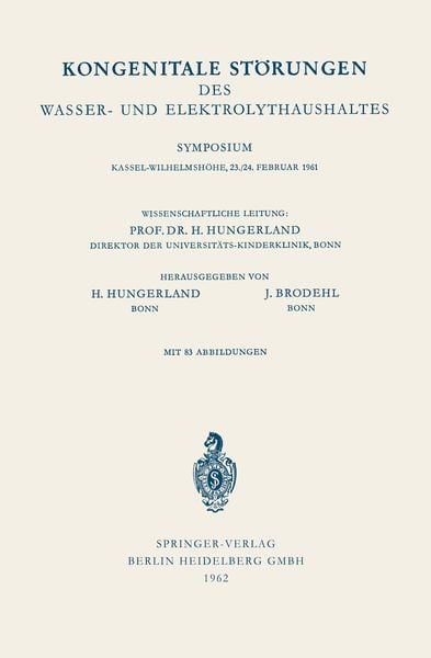 Kongenitale Störungen des Wasser- und Elektrolythaushaltes, Taschenbuch von , Springer Berlin, 9783540028659