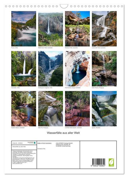 Produktbild: Wasserf&auml;lle aus aller Welt (Wandkalender 2026 DIN A3 hoch), CALVENDO Monatskalender