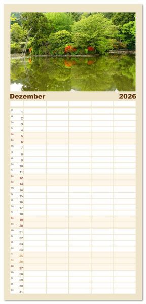 Produktbild: Familienplaner 2026 - G&auml;rten in Japan mit 5 Spalten (Wandkalender, 21 x 45 cm) CALVENDO