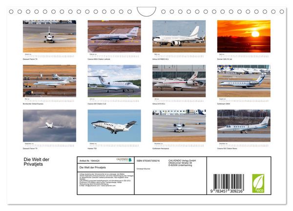 Produktbild: Die Welt der Privatjets (Wandkalender 2026 DIN A4 quer), CALVENDO Monatskalender