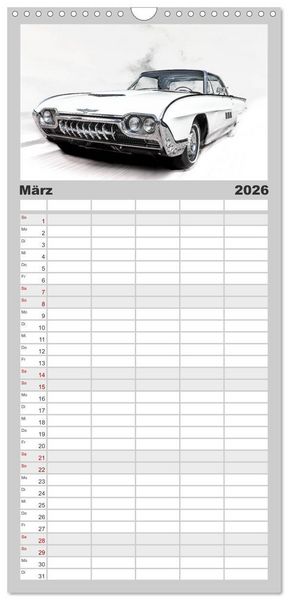 Produktbild: Familienplaner 2026 - American Classic Cars mit 5 Spalten (Wandkalender, 21 x 45 cm) CALVENDO