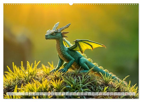 Produktbild: Regenbogenschuppen - Die geheime Welt der magischen Miniatur Drachen (hochwertiger Premium Wandkalender 2026 DIN A2 quer), Kunstdruck in Hochglanz