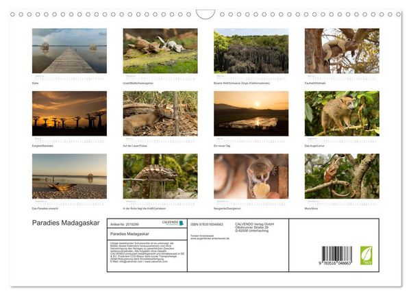 Produktbild: Paradies Madagaskar (Wandkalender 2026 DIN A3 quer), CALVENDO Monatskalender