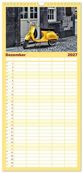 Produktbild: Familienplaner 2027 - Vespa Liebe mit 5 Spalten (Wandkalender, 21 x 45 cm) CALVENDO