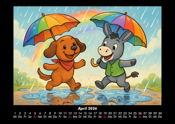 Produktbild: Wuff & Huf - Festliche Freundschaft 2026 Fotokalender DIN A3