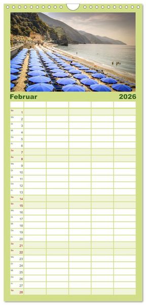 Produktbild: Familienplaner 2026 - Italienische Riviera Cinque Terre mit 5 Spalten (Wandkalender, 21 x 45 cm) CALVENDO