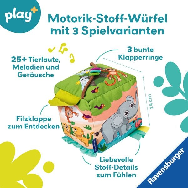 Produktbild: Play+ Motorik-Musik-Spiel-W&uuml;rfel: Wilde Tiere - ab 6 Monate