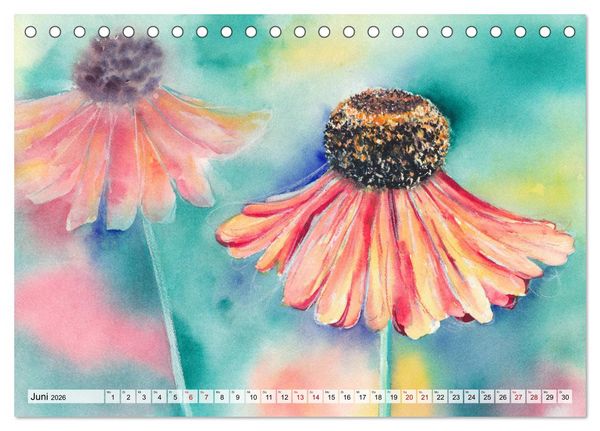 Produktbild: Blumenaquarelle aus der N&auml;he (Tischkalender 2026 DIN A5 quer), CALVENDO Monatskalender