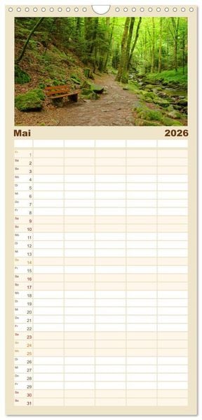 Produktbild: Familienplaner 2026 - B&auml;nke. In der Ruhe liegt die Kraft. mit 5 Spalten (Wandkalender, 21 x 45 cm) CALVENDO