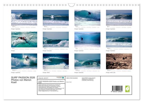 Produktbild: SURF PASSION 2026 Photos von Marion Koell (Wandkalender 2026 DIN A3 quer), CALVENDO Monatskalender