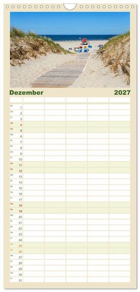 Produktbild: Familienplaner 2027 - Inselliebe Langeoog mit 5 Spalten (Wandkalender, 21 x 45 cm) CALVENDO