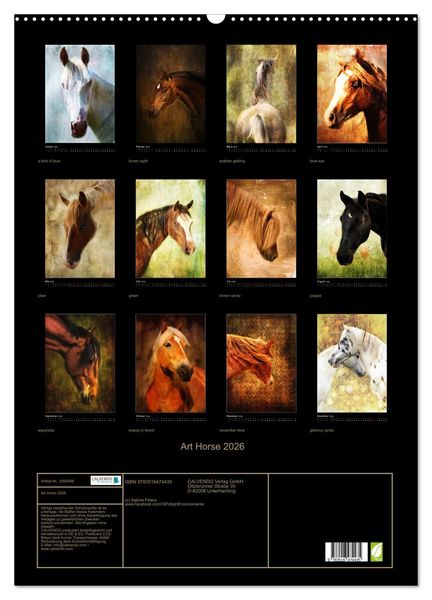 Produktbild: Art Horse 2026 (Wandkalender 2026 DIN A2 hoch), CALVENDO Monatskalender