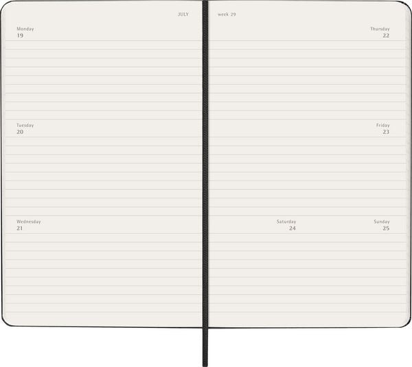 Produktbild: Moleskine 12 Monate Wochenkalender 2027, Large/A5, 1 Wo = 2 Seiten, horizontal, fester Einband, Schwarz