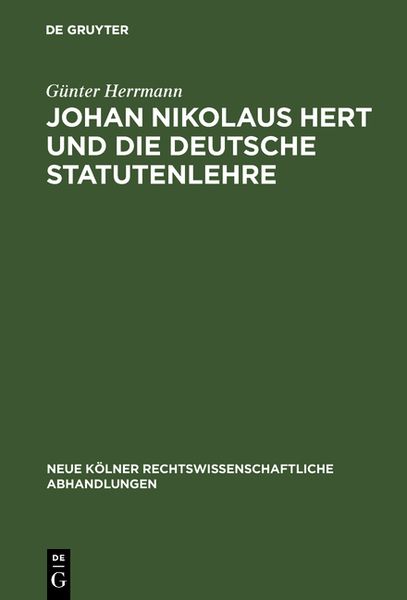 Produktbild: Johan Nikolaus Hert und die deutsche Statutenlehre