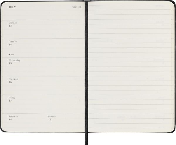 Produktbild: Moleskine 12 Monate Wochen Notizkalender 2026, Pocket/A6, 1 Wo = 1 Seite, rechts linierte Seite, fester Einband, Schwarz