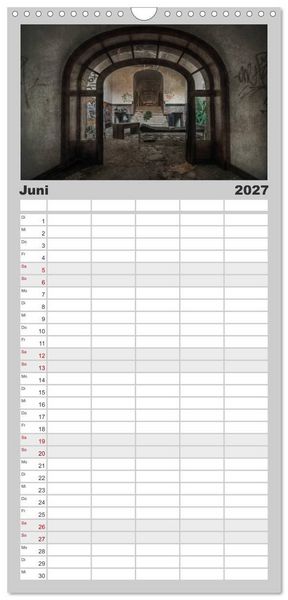 Produktbild: Familienplaner 2027 - Geheimnisvolle Orte - Lost Places mit 5 Spalten (Wandkalender, 21 x 45 cm) CALVENDO