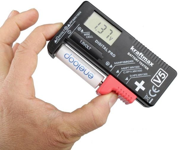 Produktbild: Kraftmax Batterietester Messbereich (Batterietester) 1,2 V, 1,5V Akku, Batterie 146699