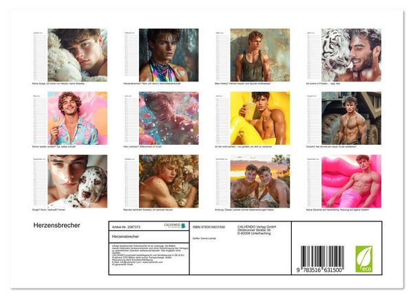 Produktbild: Herzensbrecher (Wandkalender 2026 DIN A4 quer), CALVENDO Monatskalender