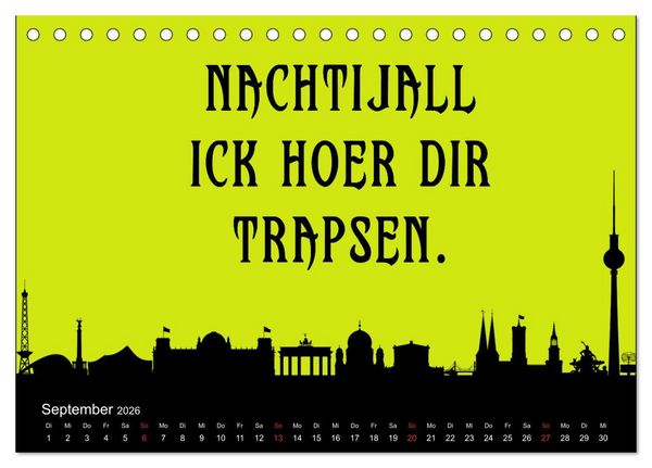 Produktbild: Berliner Mundart (Tischkalender 2026 DIN A5 quer), CALVENDO Monatskalender