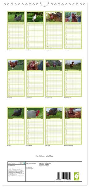 Produktbild: Familienplaner 2026 - Die H&uuml;hner sind los! mit 5 Spalten (Wandkalender, 21 x 45 cm) CALVENDO