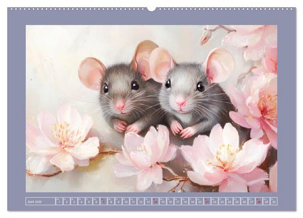 Produktbild: Nagergl&uuml;ck und Bl&uuml;tenzauber. Niedliche Tierchen im romantischen Stil (hochwertiger Premium Wandkalender 2026 DIN A2 quer), Kunstdruck in Hochglanz