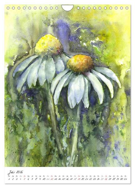 Produktbild: Bl&uuml;tenaquarelle (Wandkalender 2026 DIN A4 hoch), CALVENDO Monatskalender
