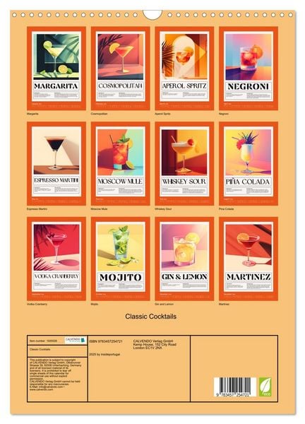 Produktbild: Classic Cocktails (Wall Calendar 2026 DIN A3 portrait), CALVENDO 12 Month Wall Calendar