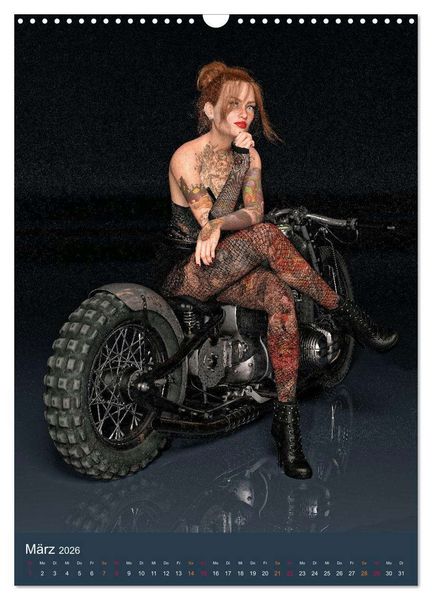 Produktbild: Tattooed Girls and Bikes (Wandkalender 2026 DIN A3 hoch), CALVENDO Monatskalender