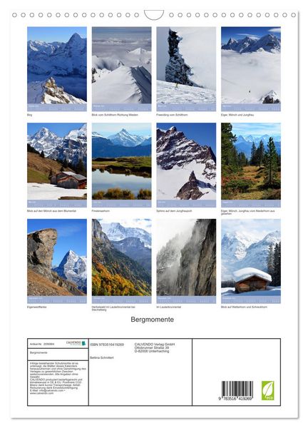 Produktbild: Bergmomente (Wandkalender 2026 DIN A3 hoch), CALVENDO Monatskalender