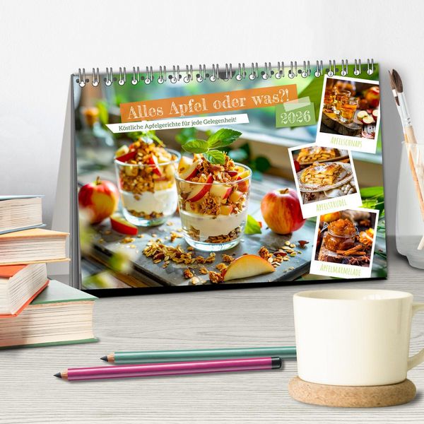 Produktbild: Alles Apfel oder was?! - K&ouml;stliche Apfelgerichte f&uuml;r jede Gelegenheit! (Tischkalender 2026 DIN A5 quer), CALVENDO Monatskalender