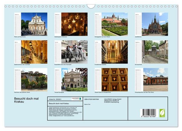 Produktbild: Besucht doch mal Krakau (Wandkalender 2026 DIN A3 quer), CALVENDO Monatskalender