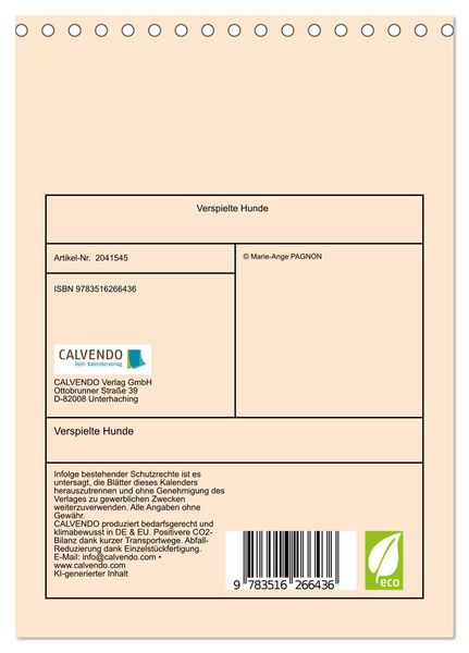 Produktbild: Verspielte Hunde (Tischkalender 2026 DIN A5 hoch), CALVENDO Monatskalender