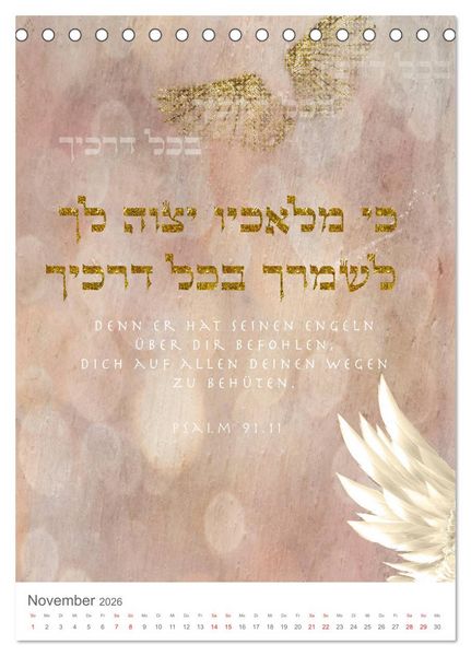 Produktbild: Psalmen Tehilim Hebr&auml;isch - Deutsch (Tischkalender 2026 DIN A5 hoch), CALVENDO Monatskalender
