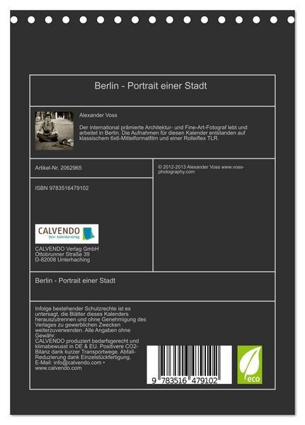 Produktbild: Berlin - Portrait einer Stadt (Tischkalender 2026 DIN A5 hoch), CALVENDO Monatskalender