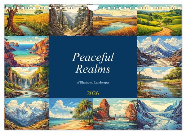 Peaceful Realms of Illustrated Landscapes (Wall Calendar 2026 DIN A4 landscape), CALVENDO 12 Month Wall Calendar
