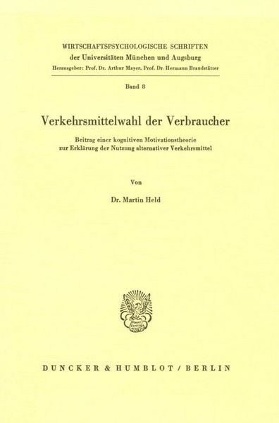 Produktbild: Verkehrsmittelwahl der Verbraucher.