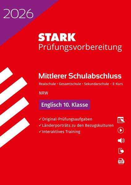 Produktbild: STARK Englisch E-Kurs - Mittlerer Schulabschluss (MSA) 2026 NRW - Pr&uuml;fungsvorbereitung