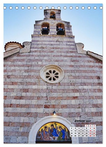 Produktbild: Kirchen rund um die Bucht von Kotor und in Budva (Tischkalender 2027 DIN A5 hoch), CALVENDO Monatskalender