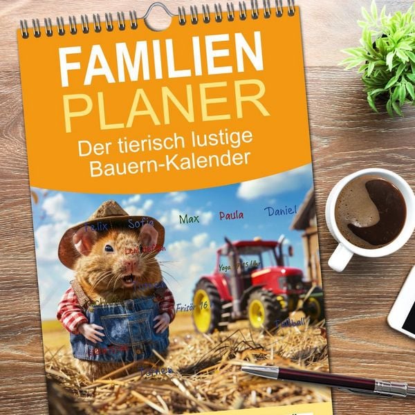 Produktbild: Familienplaner 2026 - Der tierisch lustige Bauern-Kalender mit 5 Spalten (Wandkalender, 21 x 45 cm) CALVENDO