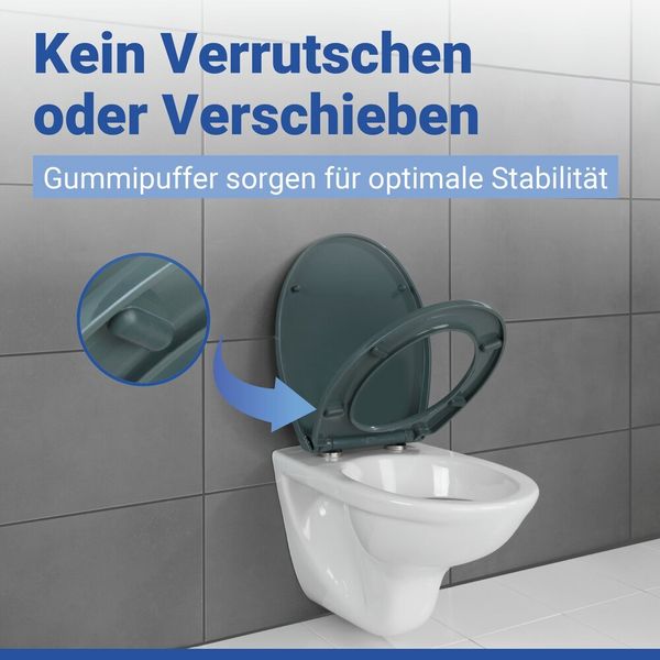 Produktbild: WC Sitz Mod. Ostuni Grau, stabiler Toilettensitz mit Absenkautomatik