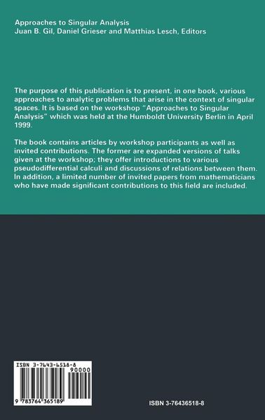 Produktbild: Approaches to Singular Analysis